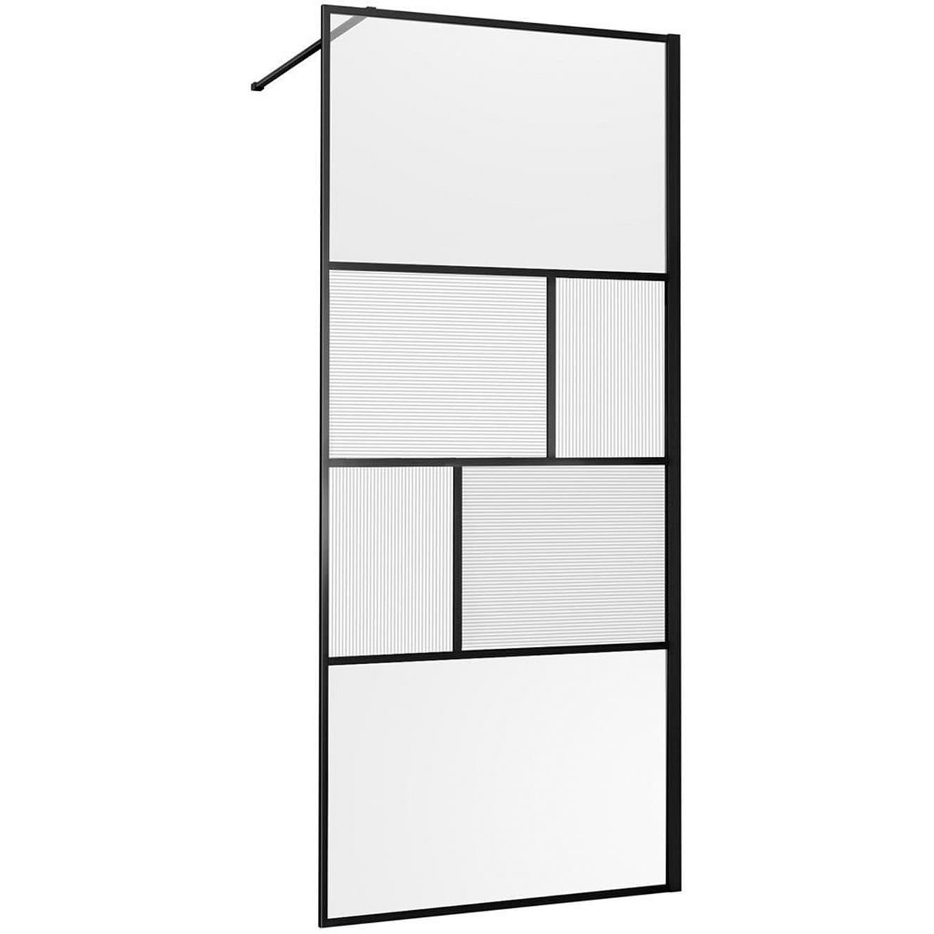 Душевая перегородка Vincea (Винчея) Walk-In VSW-1HC120CFB, 1200х2000, черный, стекло прозрачное/рифленое