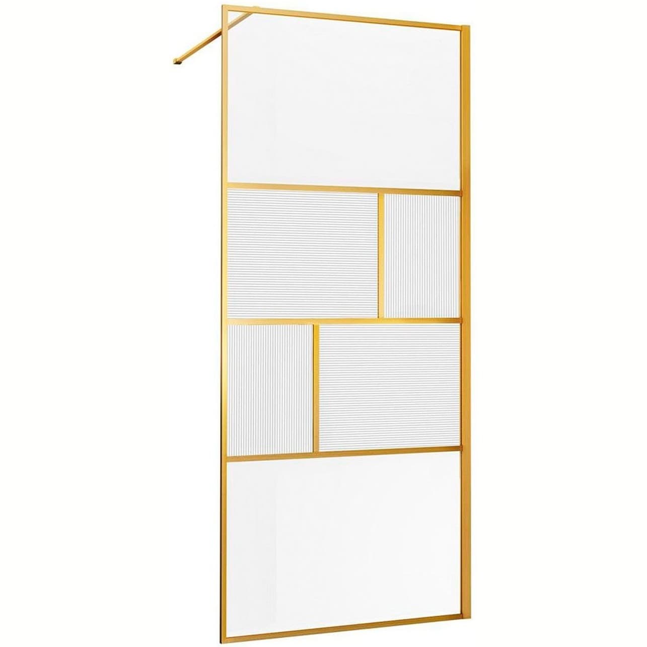 Душевая перегородка Vincea (Винчея) Walk-In VSW-1HC800CFBG, 800х2000, брашированное золото, стекло прозрачное/рифленое