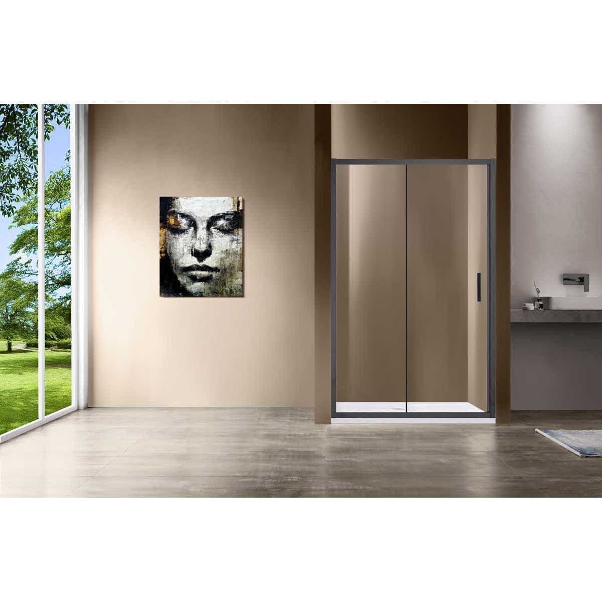 Душевая дверь Vincea (Винчея) Garda, 1350 мм, вороненая сталь, стекло прозрачное VDS-1G135CLGM
