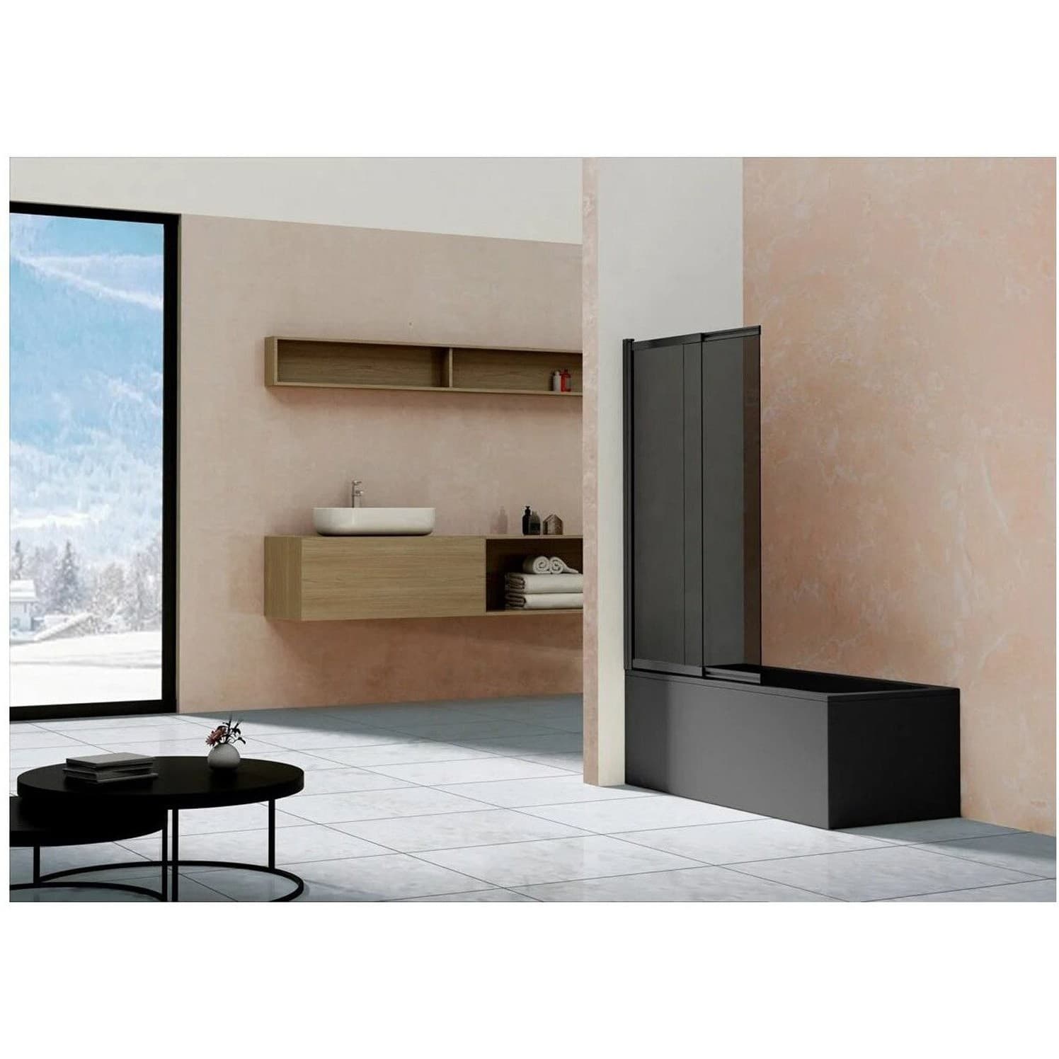 Душевая шторка на ванну Vincea (Винчея) VSB-1E100CLB, 1000х1450, матовый черный, стекло тонированное