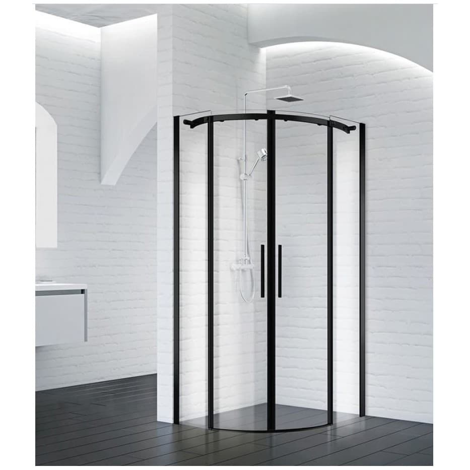 Душевой уголок BelBagno (Бельбагно) ACQUA-R-2-100-C-NERO черный матовый, стекло прозрачное 8 мм (1000х1950х1000)