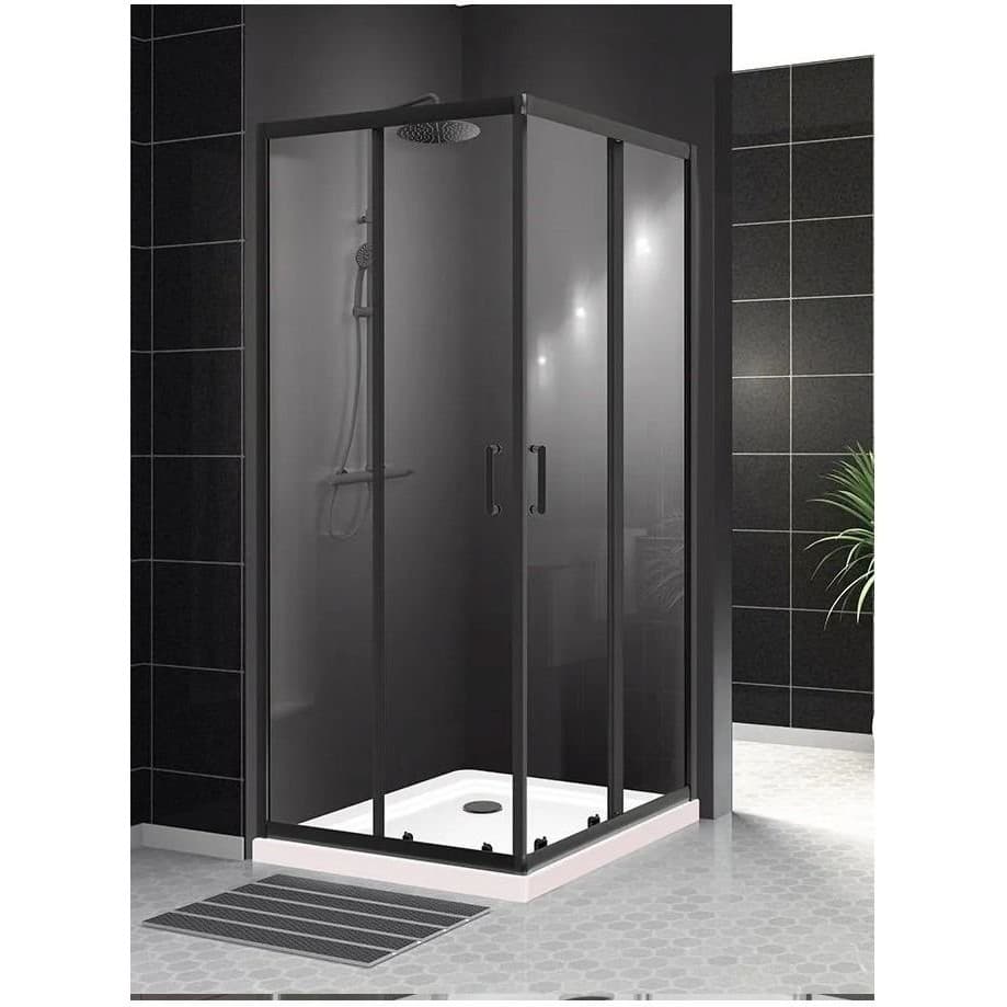 Душевой уголок BelBagno (Бельбагно) UNO-195-A-2-90-C-NERO черный матовый стекло прозрачное 5 мм (900х1950х900)
