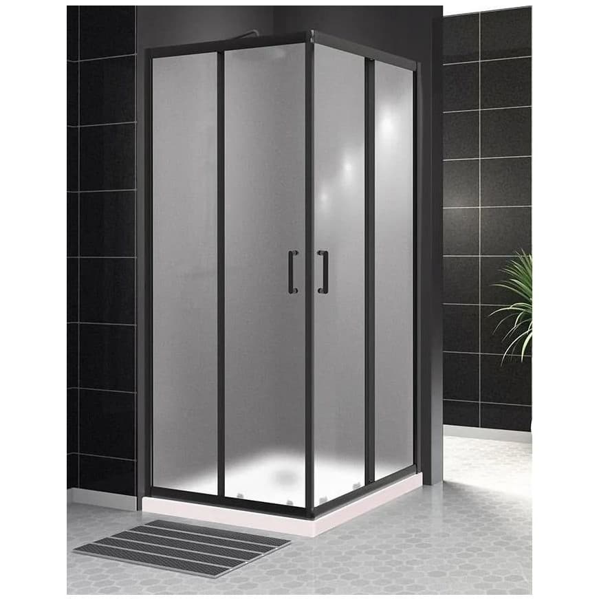 Душевой уголок BelBagno (Бельбагно) UNO-195-A-2-90-P-NERO черный матовый стекло рифленое 5 мм (900х1950х900)