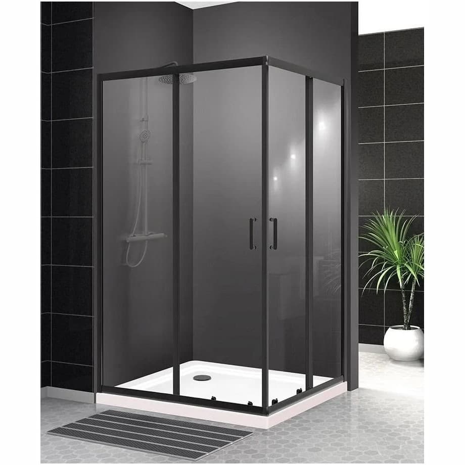 Душевой уголок BelBagno (Бельбагно) UNO-195-AH-2-120/100-C-NERO черный матовый стекло прозрачное 5 мм (1200х1950х1000)