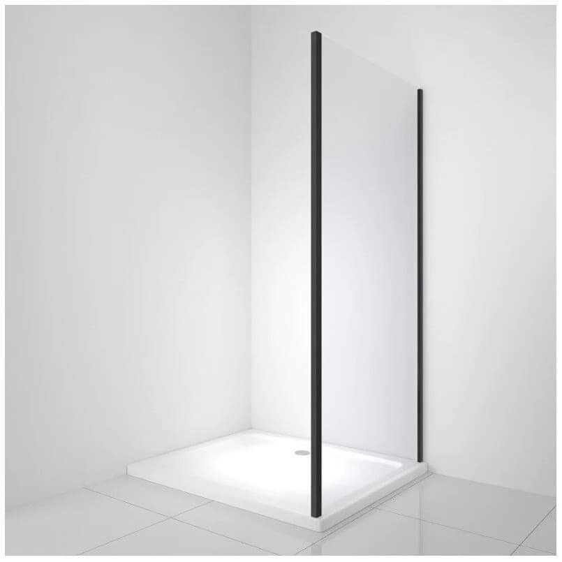 Боковая панель BelBagno (Бельбагно) LUCE-90-FIX-C-NERO черный, стекло прозрачное 6 мм (1950х900)