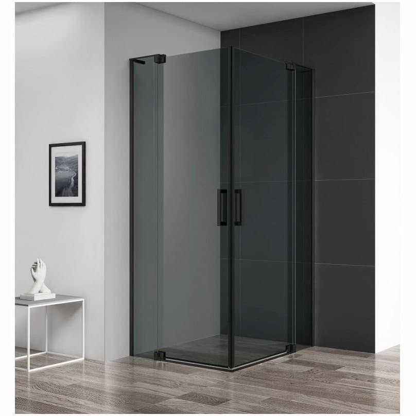 Душевой уголок Cezares (Цезарис) Slider-A-2-100/110-GRIGIO-NERO, цвет профиля черный матовый, стекло прозрачное 8 мм 100х195х110 см