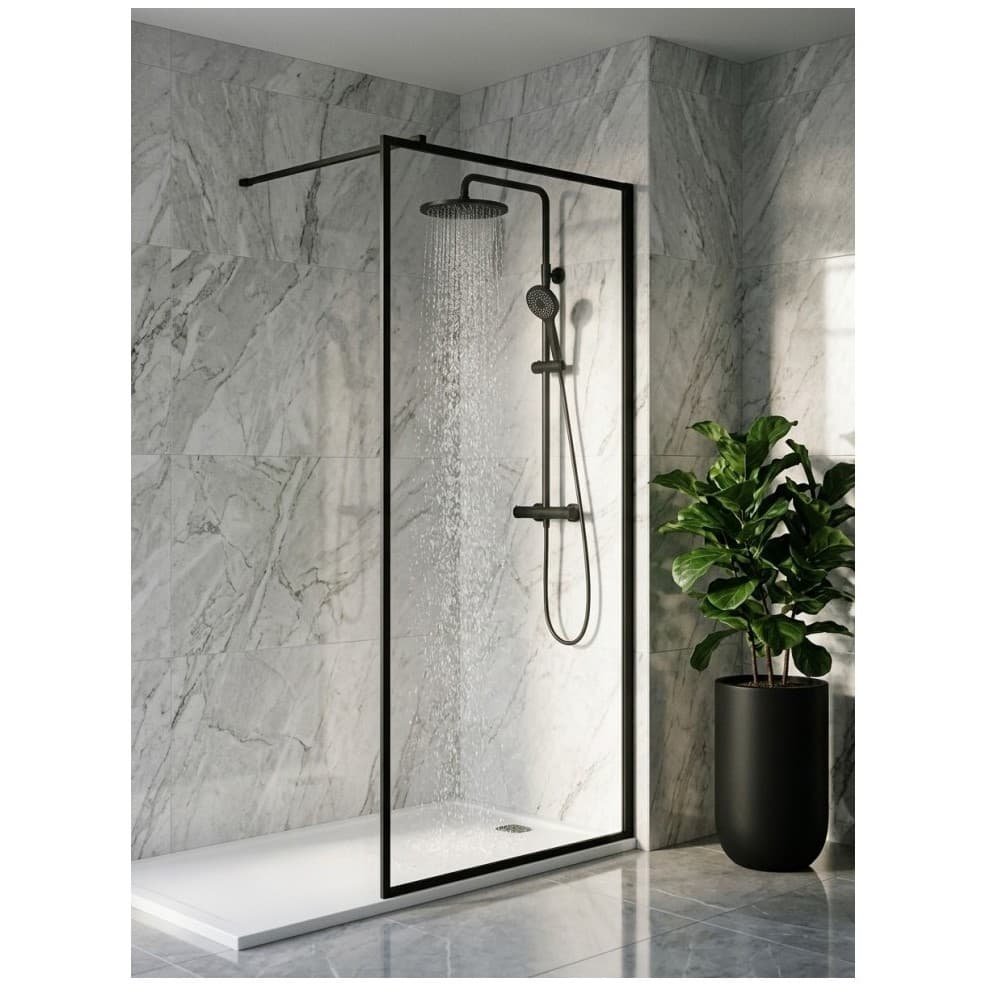 Душевая перегородка Керамалюкс черная матовая 1100х1950 мм CL107B-110 BLACK, Ceramalux