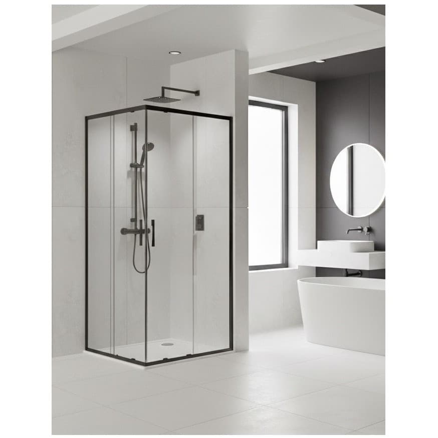 Душевой уголок Керамалюкс черный матовый 800х1200х1900 мм CL902B-8012 BLACK, Ceramalux