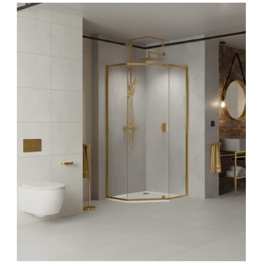 Душевой уголок Керамалюкс золотистый матовый 900х900х1900 мм CL1006-90 Matt Gold, Ceramalux