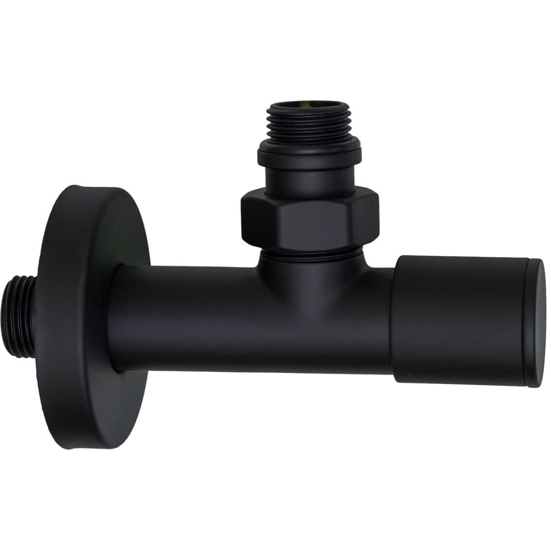 Кран для полотенцесушителя Vieir (Виеир) угловой 1/2″ш х 1/2″ш дл. Черный