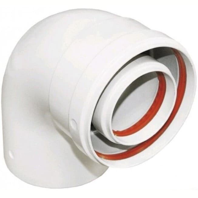 Коаксиальный отвод Baxi (Бакси) полипропиленовый 87°, диам. 80/125 мм (KMT71408871)
