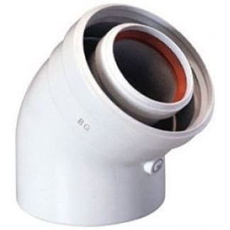 Коаксиальный отвод Baxi (Бакси) полипропиленовый 45°, диам. 80/125 мм (KMT71408881)