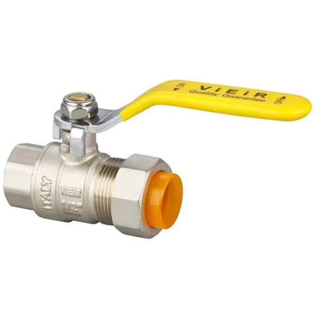 Кран газовый Vieir (Виеир) 1/2″ г. х 15 мм ручка с вставкой под гофра трубу (VRQ215-01)