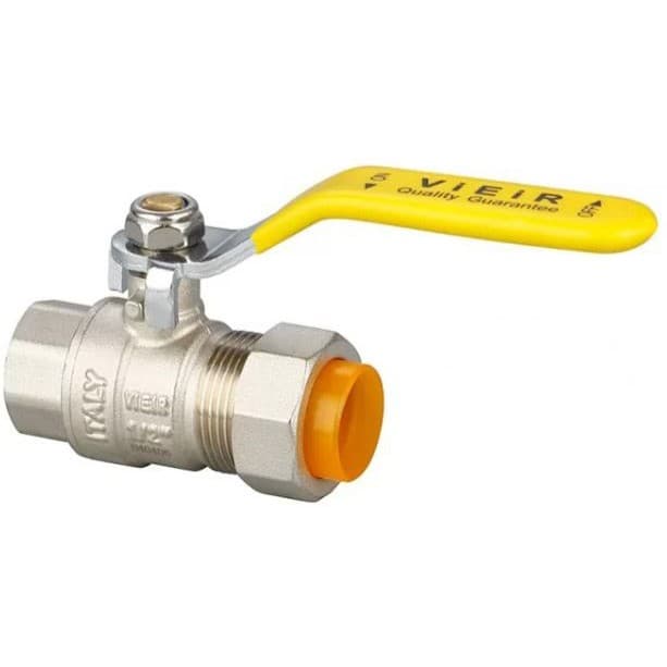 Кран газовый Vieir (Виеир) 3/4″ г. х 20 мм ручка с вставкой под гофра трубу (VRQ215-02)