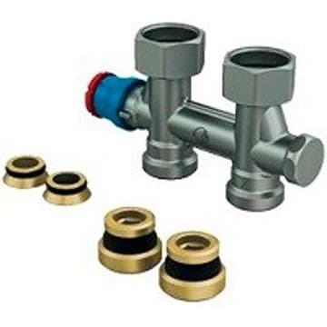 Узел нижнего подключения Giacomini (Джакомини) 3/4″ Fx3/4″ E для стальных панельных радиаторов и полотенцесушителей, прямой R385TX013