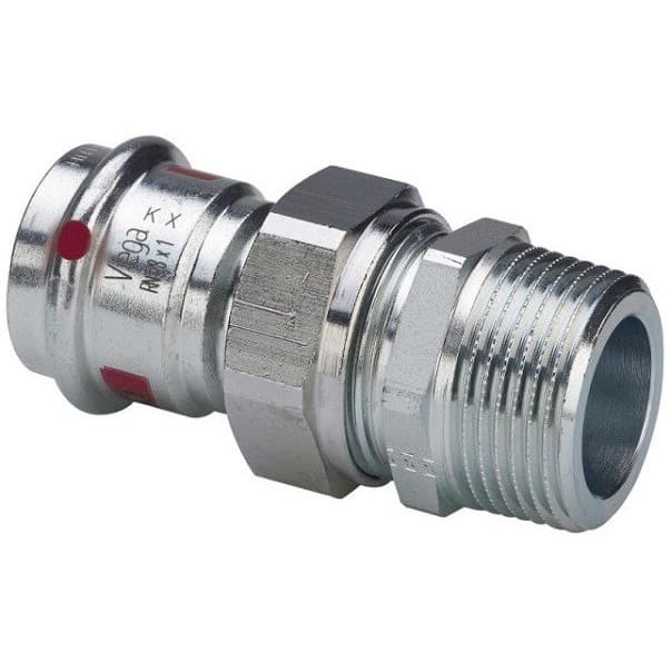 Разъемное соединение Viega (Виега) Prestabo c SC-Contur 22x1″, из оцинкованной стали, с плоским уплотнением, с переходом на НР, модель 1165 642341