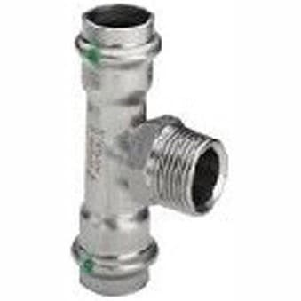Тройник Viega (Виега) Sanpress Inox с SC-Contur с наружной резьбой, 35 x 3/4″ x 35 мм, нержавеющая сталь, модель 2317.1 446000