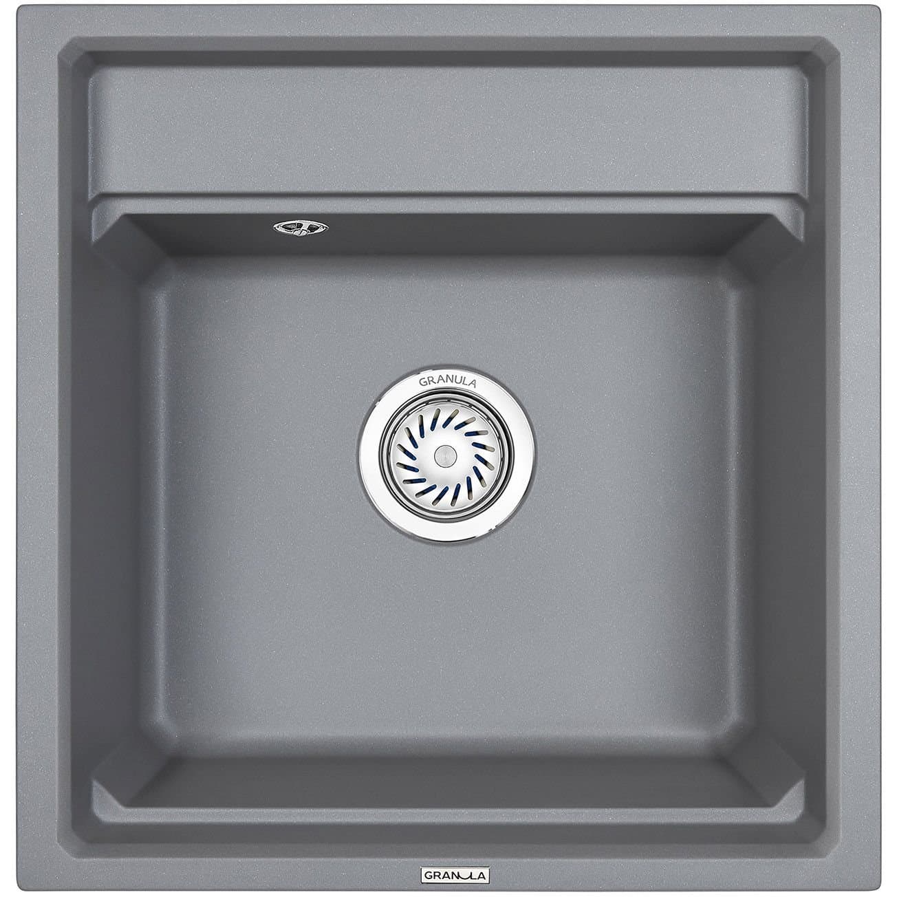 Кухонная мойка кварцевая Granula (Гранула) Kitchen Space с ролл-матом и дозатором KS-5002 квадратная, китчен спейс, чаша 375x440, цвет алюминиум (5002al)