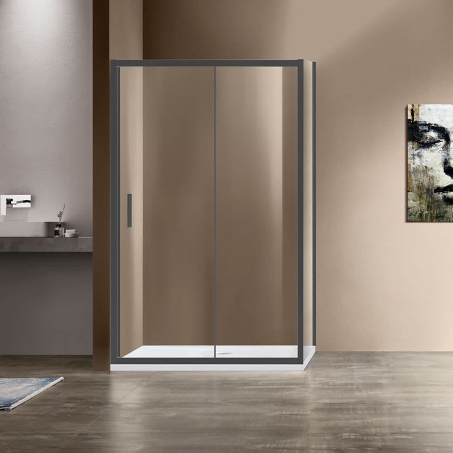 Душевой уголок Vincea (Винчея) Garda VSR-1G9014CLGM, 1400х900 мм (габариты площадки) вороненая сталь, стекло прозрачное