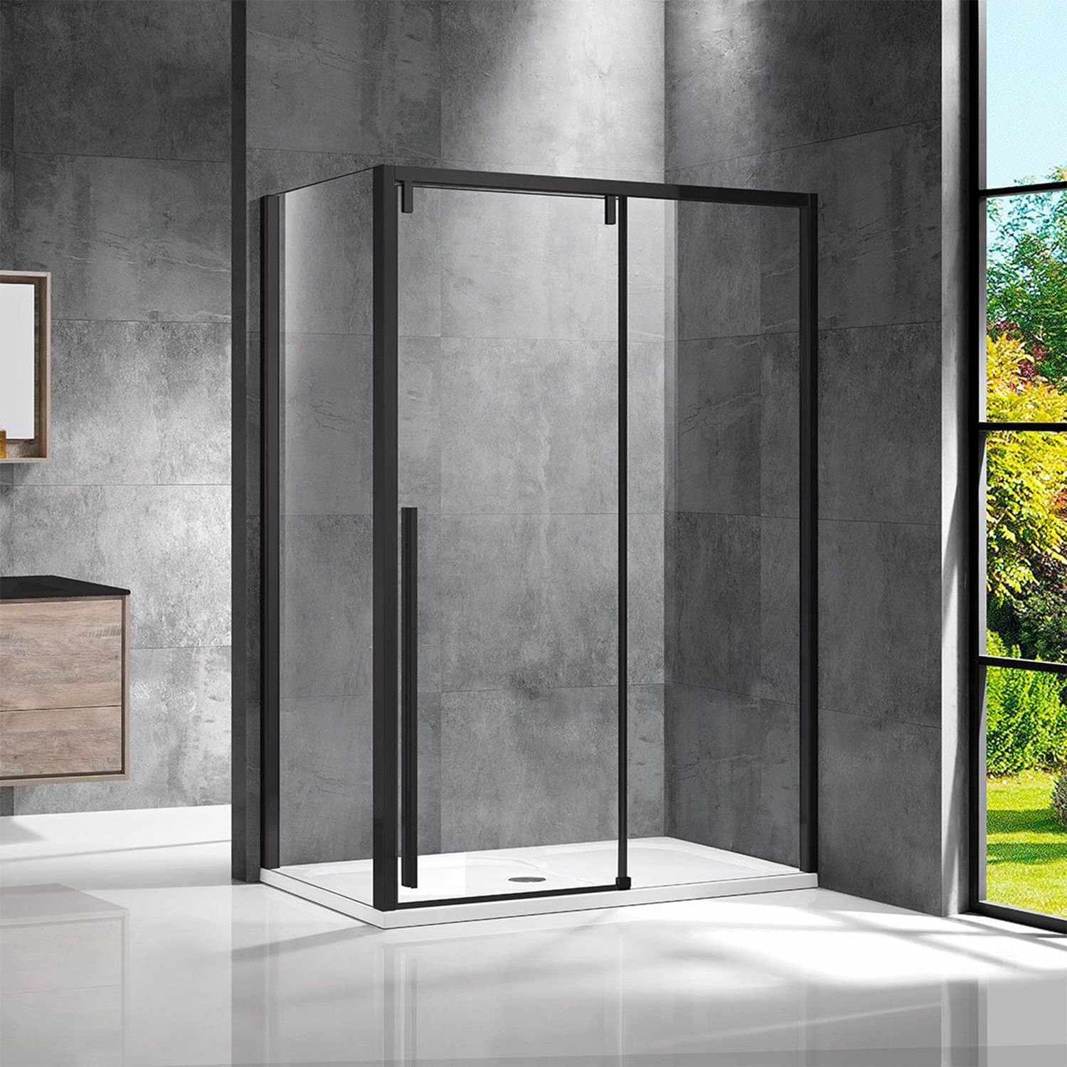 Душевой уголок Vincea (Винчея) Lugano VSR-1L9015CLB-1, 1500х900 мм (габариты площадки) черный, стекло прозрачное