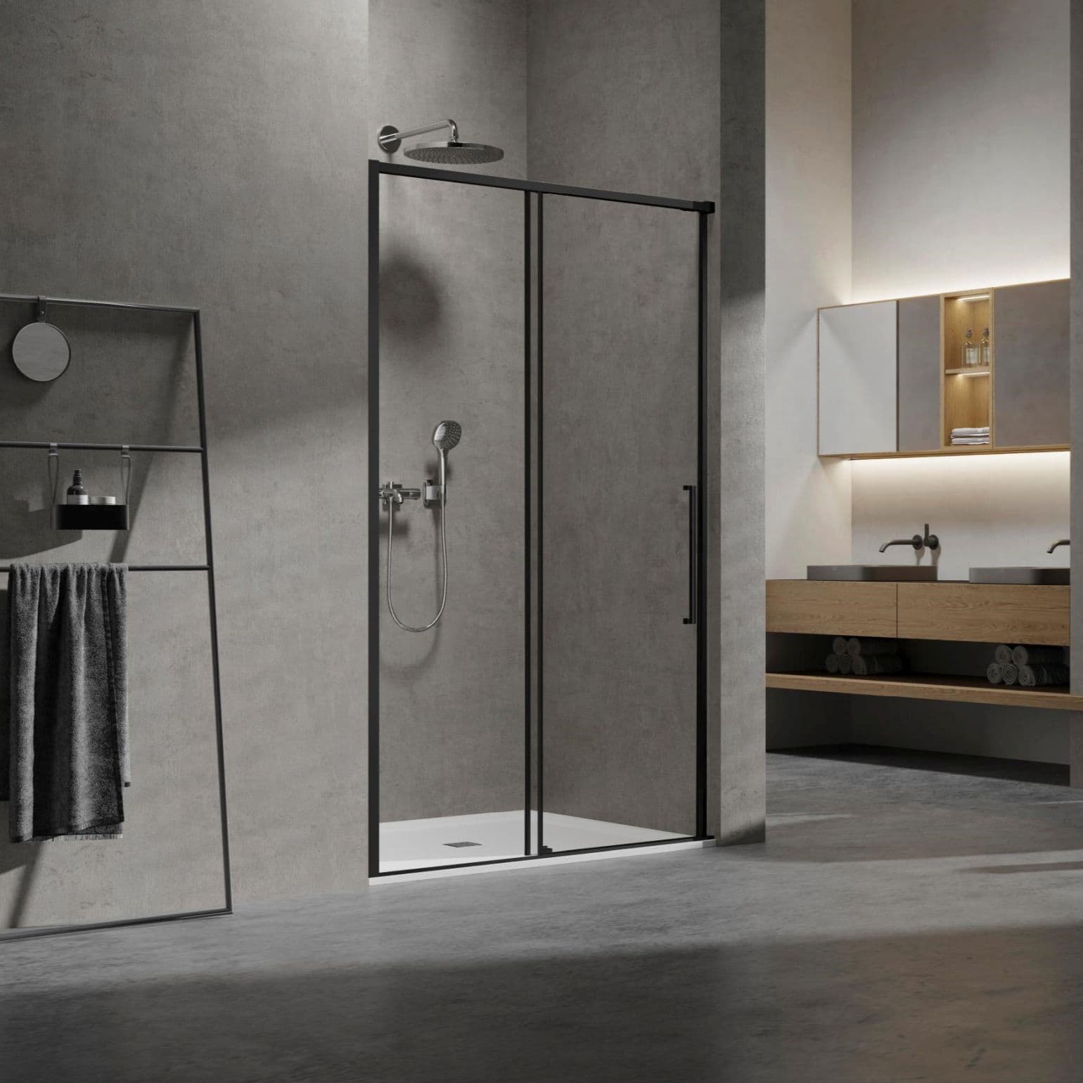 Душевая дверь Vincea (Винчея) Slim, 1400 мм, черный, стекло прозрачное VDS-6SL140CLB