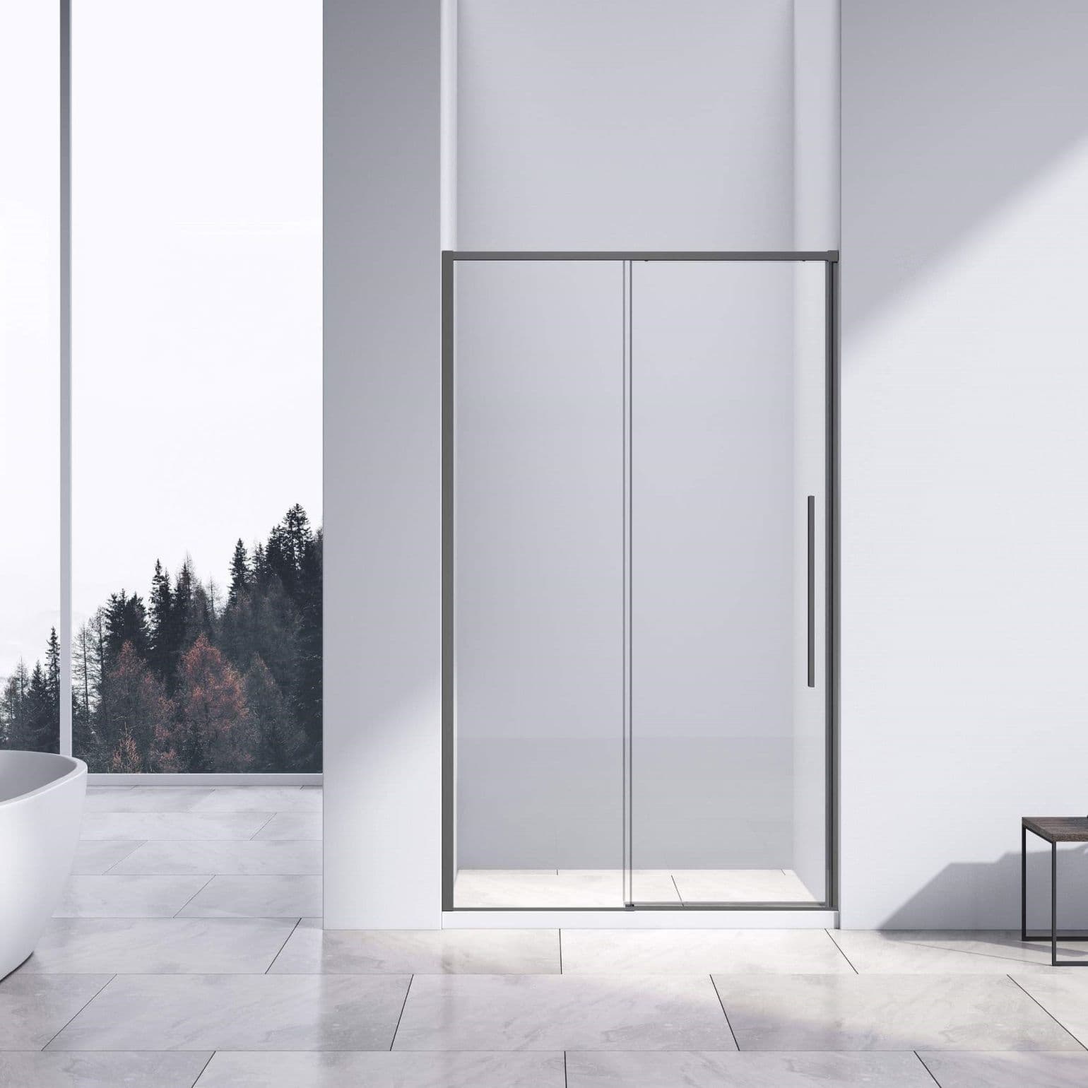 Душевая дверь Vincea (Винчея) Slim-N, 1300 мм, вороненая сталь, стекло прозрачное VDS-4SN130CLGM