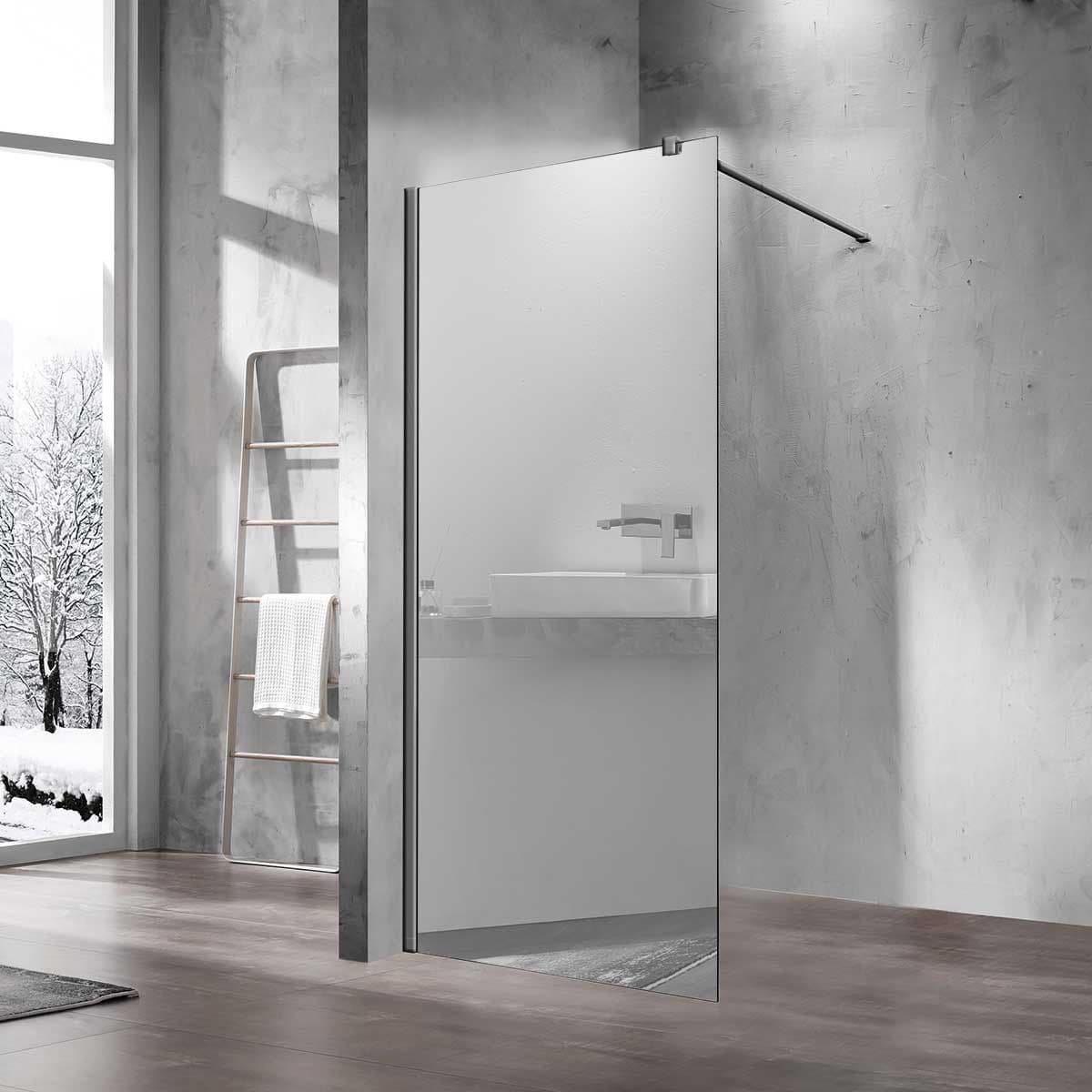 Душевая перегородка Vincea (Винчея) Walk-In, 1000х2000 мм, вороненая сталь, стекло зеркальное VSW-1H100MRGM