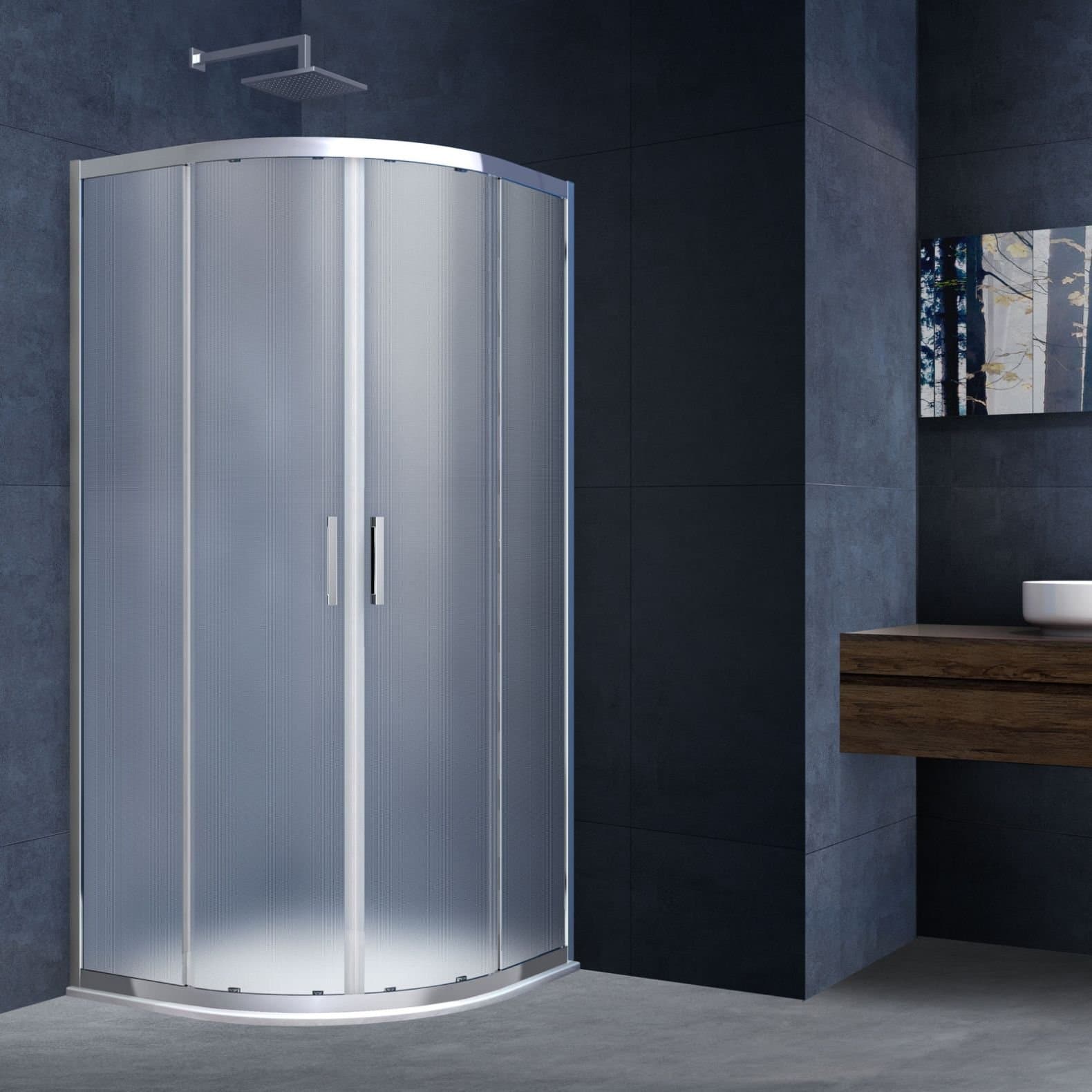 Душевой уголок Vincea (Винчея) Alhpa 800х800 мм (габариты площадки) хром стекло текстурное VSQ-3AL800MT