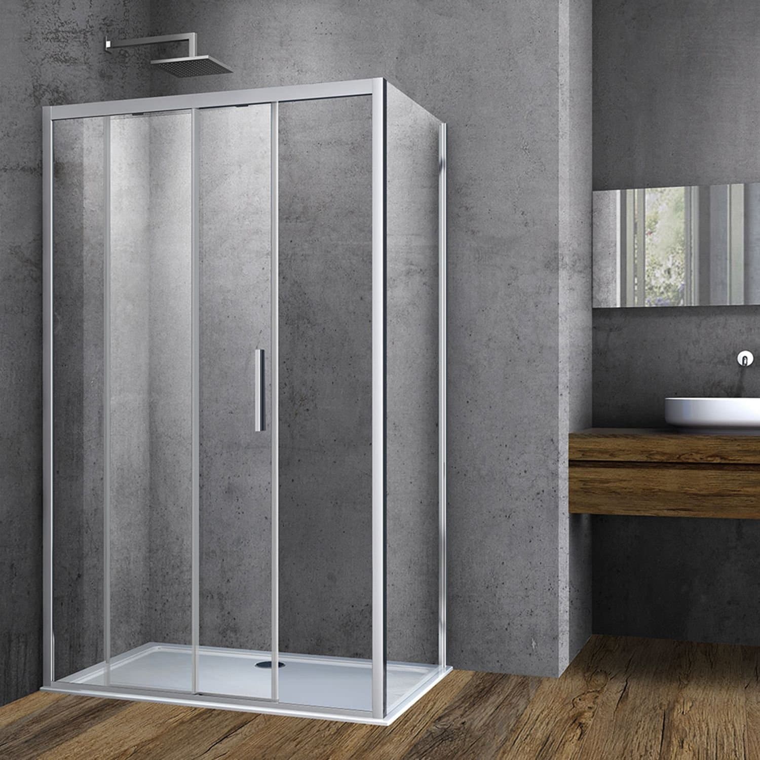 Душевой уголок Vincea (Винчея) Soft 1500х1000 мм (габариты площадки) хром стекло прозрачное VSR-3SO1015CL