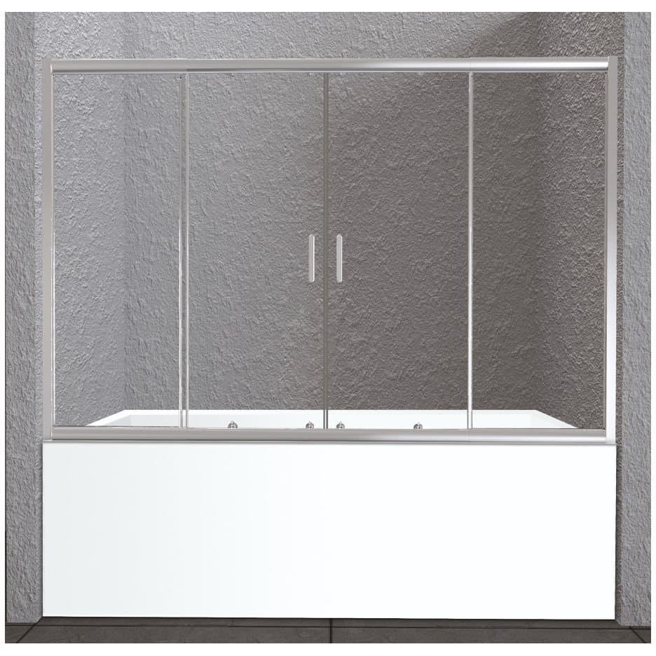 Душевая шторка на ванну BelBagno (Бельбагно) UNIQUE-VF-2-150/180-140-C-Cr хром, стекло прозрачное 5 мм (1900х1500/1800)