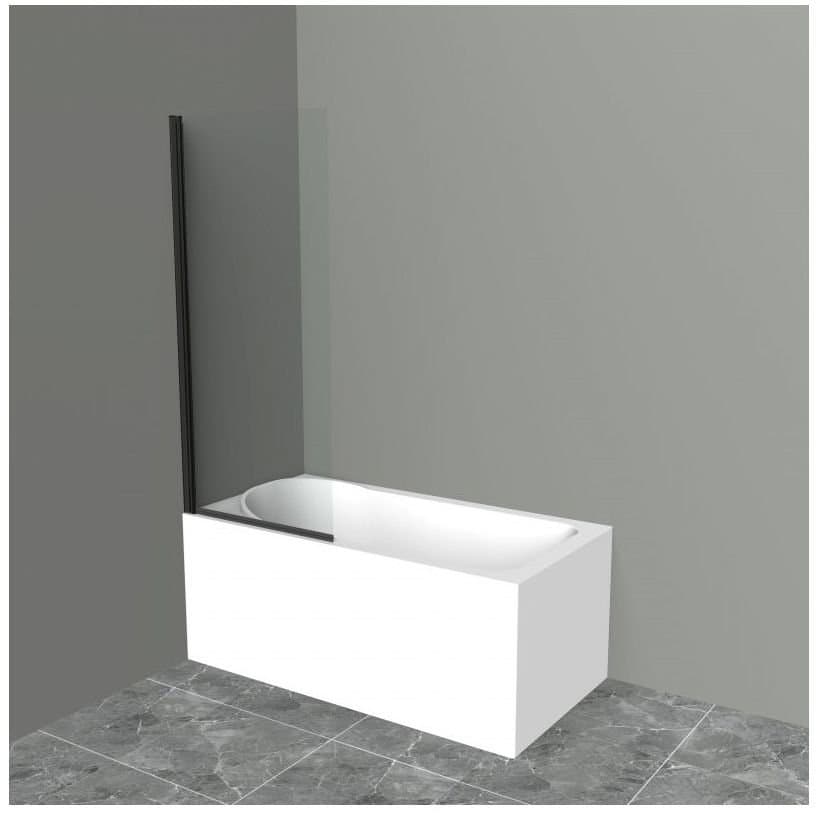 Душевая шторка на ванну BelBagno (Бельбагно) UNO-V-1-90/150-C-NERO черный, стекло прозрачное 5 мм (1500х900)