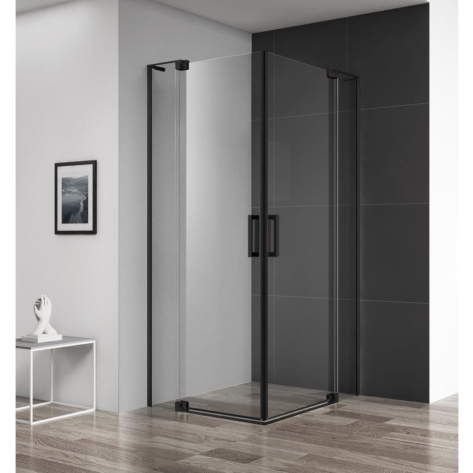 Душевой уголок Cezares (Цезарис) Slider-AH-2-80/90-100/110-C-NERO, цвет профиля черный матовый, стекло прозрачное 8 мм 110х195х90 см