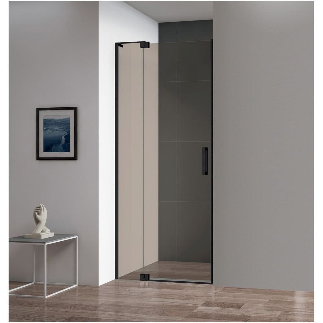 Душевая дверь Cezares (Цезарис) Slider-B-1-70/80-BR-NERO, цвет профиля черный матовый, стекло прозрачное 8 мм 195х80 см