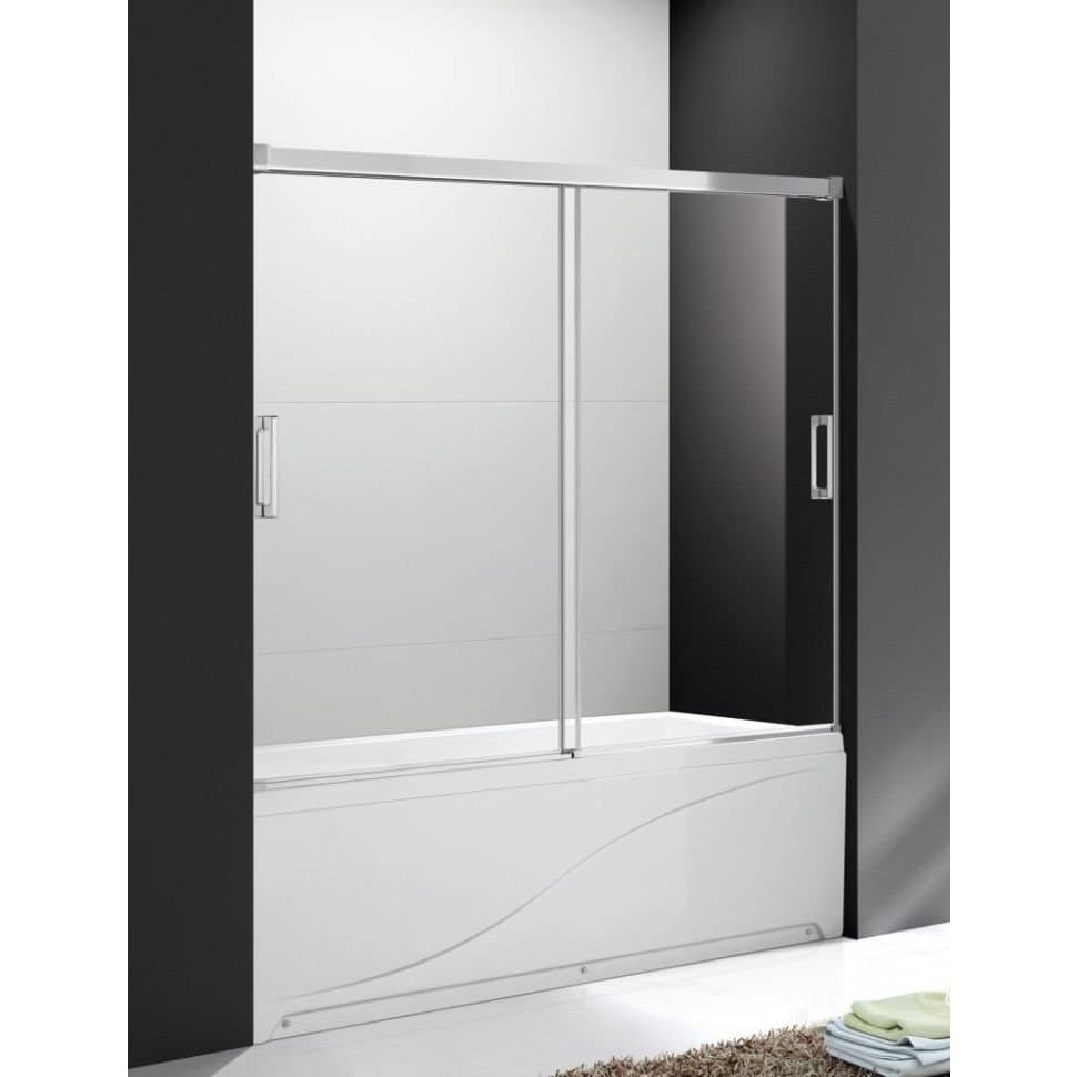 Душевая шторка на ванну Cezares (Цезарис) Tandem-Soft-VF-2-180/145-P-Cr, цвет профиля хром, стекло рифленое 6 мм 145х180 см