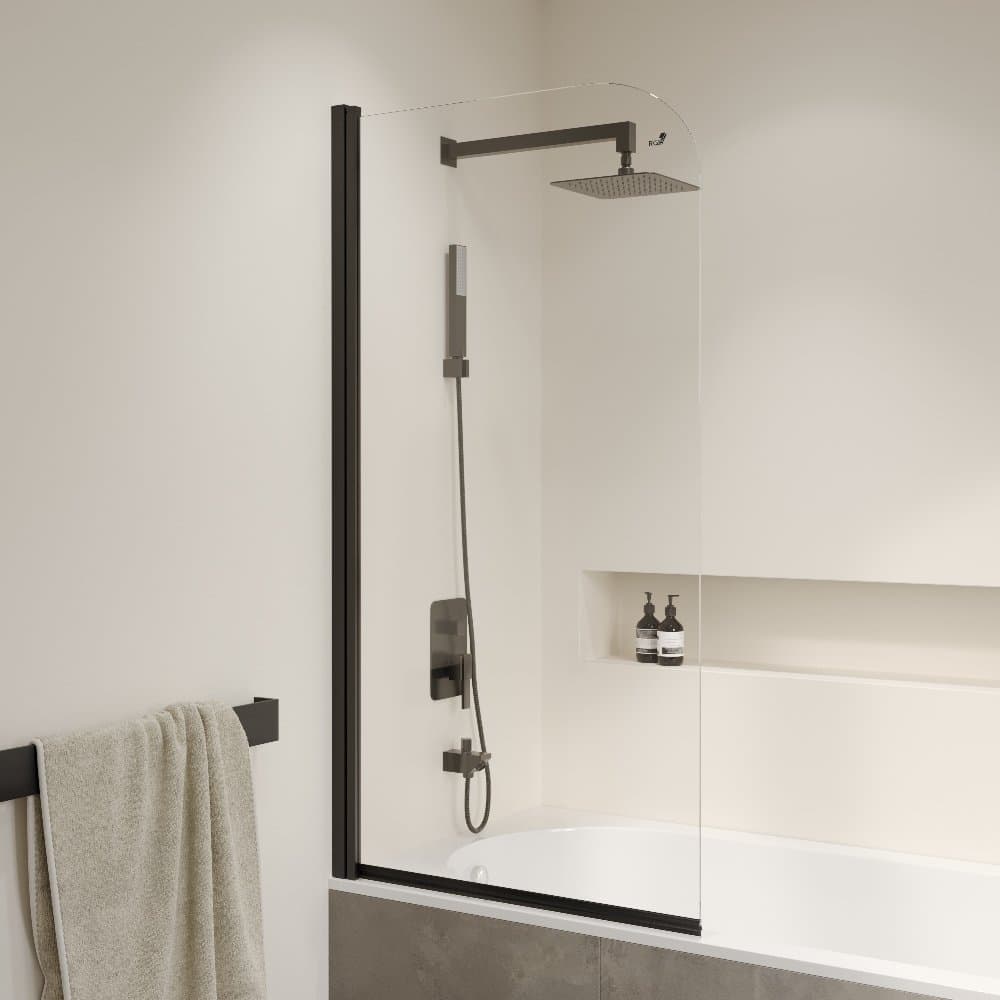 Шторка на ванну RGW (РГВ) 60х150 см SC-109-B Черный, Прозрачное, 6 мм Easy Clean (411110906-14)