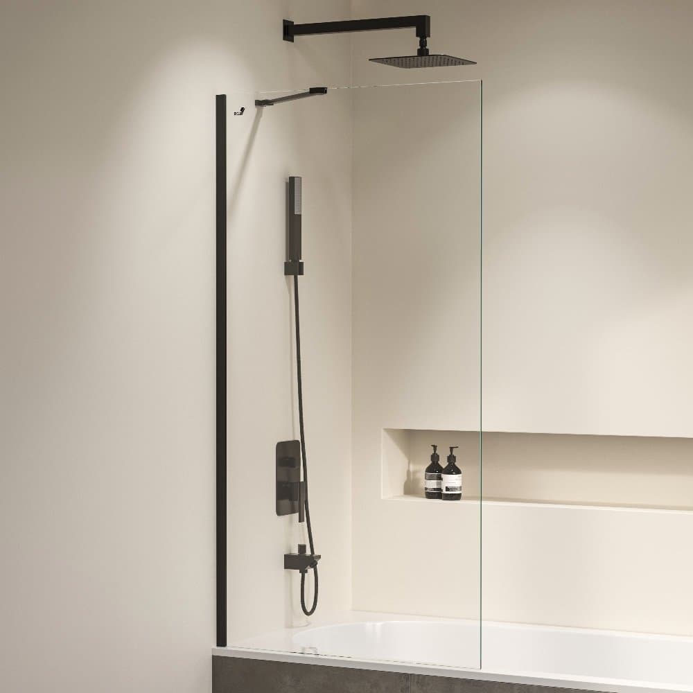 Шторка на ванну RGW (РГВ) 70х150 см SC-150-B Черный, Прозрачное, 6 мм Easy Clean (351115007-14)