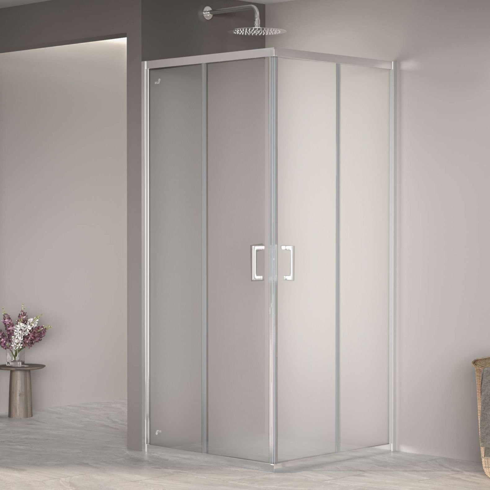 Душевой уголок RGW (РГВ) Passage 80x80x195 PA-030 квадратный, хром цвет, Матовое стекло 6 мм, EasyClean (3508103088-21)