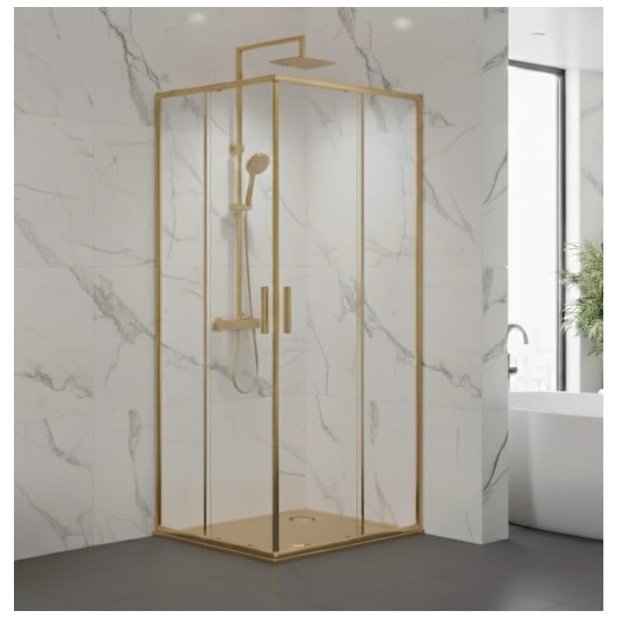 Душевой уголок Керамалюкс золотистый матовый 900х900х1900 мм CL902-90 Matt Gold, Ceramalux