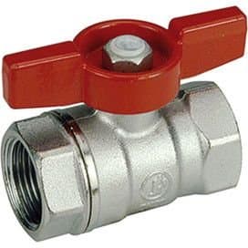 Кран шаровой, Giacomini (Джакомини) , R251D, стандартный проход, 1/4″, ВВ, ручка-бабочка красная, латунь, хромированный R251X001