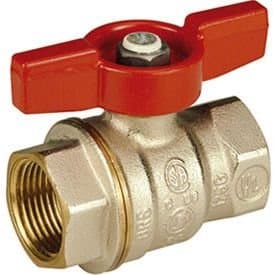 Кран шаровой, Giacomini (Джакомини) , R911, полнопроходной, DADO, 1 1/4″, ВВ, ручка-бабочка красная, латунь, никелированный R911X026