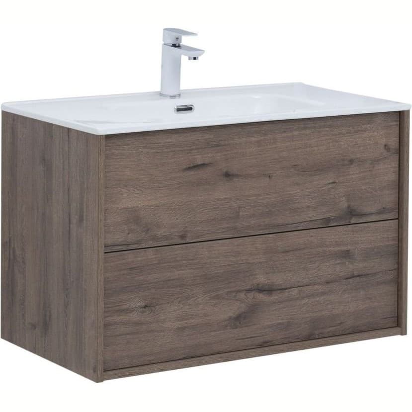 Тумба с раковиной Aquanet (Акванет) Lino 80 (Flat) дуб веллингтон 00287543