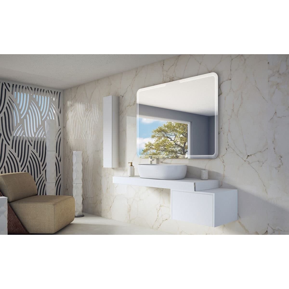 Столешница Cezares (Цезарис) Tavolone подвесная 41786 Bianco Opaco, 120x43x8 см