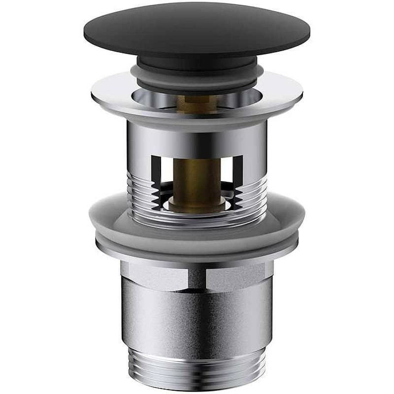 Донный клапан Vincea (Винчея) DPU-1B01MB клик-клак G1 1/4, с переливом, черный