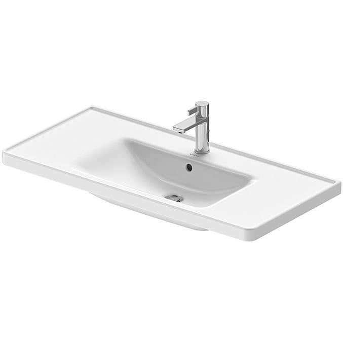 Раковина Duravit (Дуравит) D-Neo 100.5х48 см, накладная, с переливом, 1 отверстие, WonderGliss, цвет: белый 23671000001