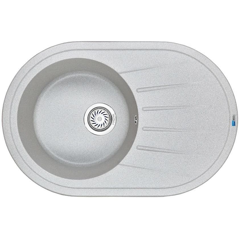 Кухонная мойка кварцевая Granula (Гранула) Standart ST-7601 овальная с крылом, стандарт, чаша D 390, цвет базальт (7601bt)
