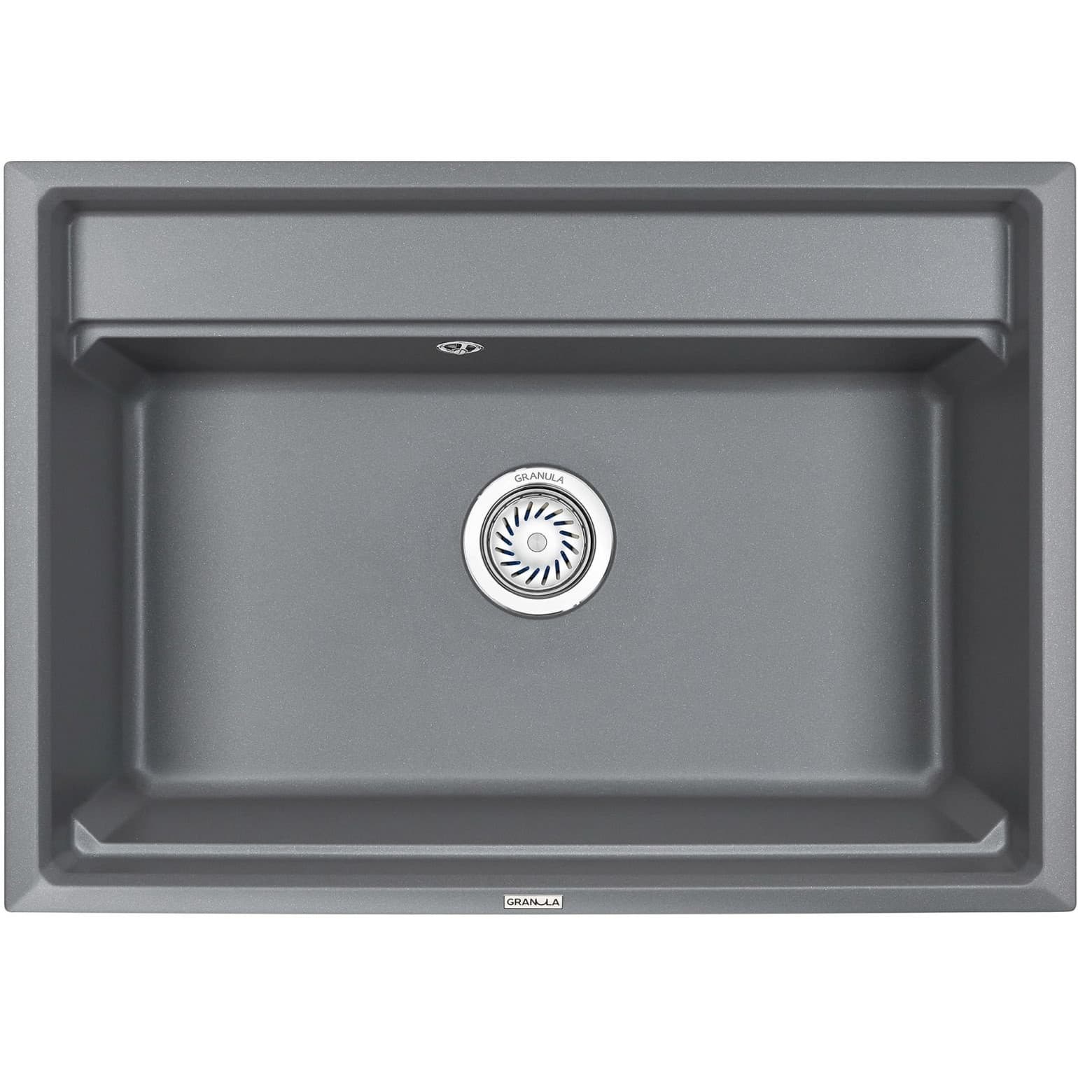 Кухонная мойка кварцевая Granula (Гранула) Kitchen Space с ролл-матом и дозатором KS-7301 прямоугольная, китчен спейс, чаша 380x730, цвет алюминиум (7301al)