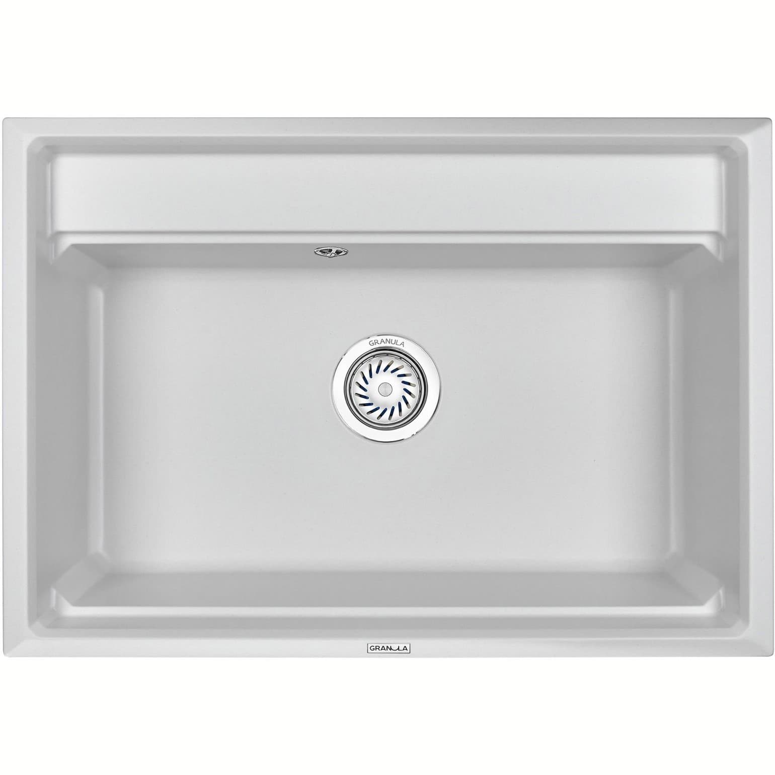 Кухонная мойка кварцевая Granula (Гранула) Kitchen Space с ролл-матом и дозатором KS-7301 прямоугольная, китчен спейс, чаша 380x730, цвет арктик (7301wh)