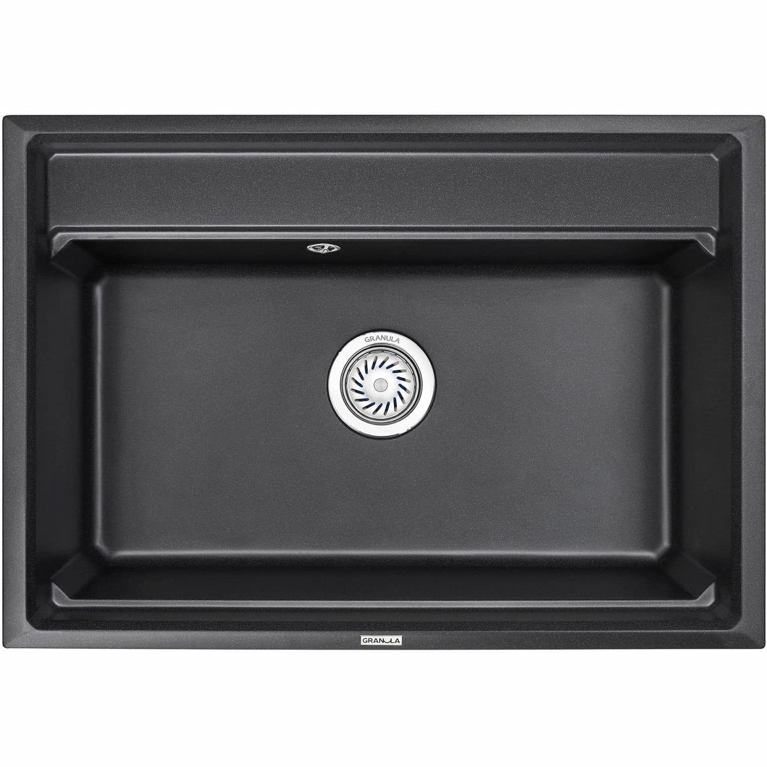 Кухонная мойка кварцевая Granula (Гранула) Kitchen Space с ролл-матом и дозатором KS-7301 прямоугольная, китчен спейс, чаша 380x730, цвет черный (7301bl)