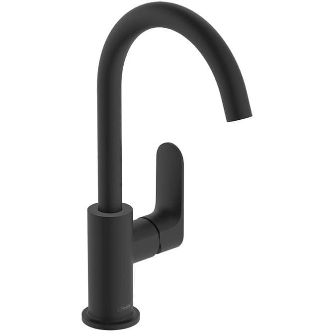 Смеситель Hansgrohe (Хансгрое) Rebris для раковины 210, на 1 отверстие, с поворотным изливом, с донным клапаном, цвет: черный матовый 72536670