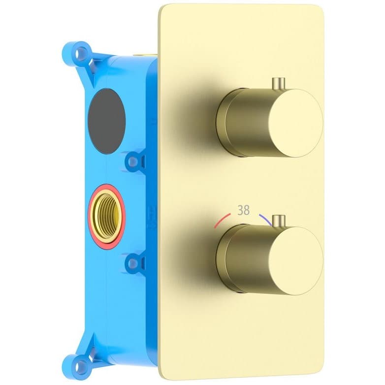 Смеситель термостатический Aquatek (Акватек) Европа для душа (внешняя и скрытая часть), шлифованное золото AQ1391BG